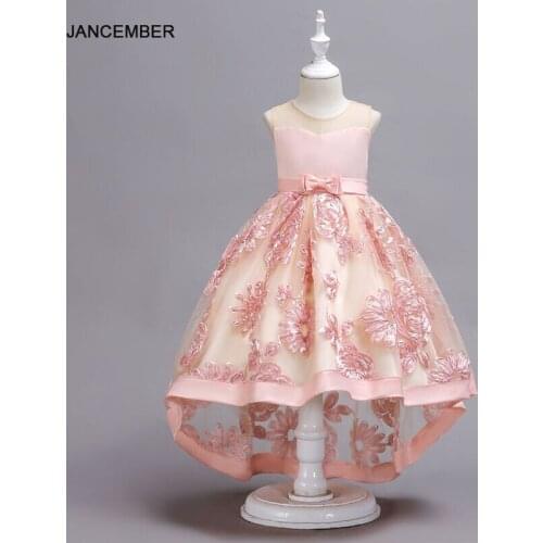 B022 Appliques Sleeveless Flower Girls Wedding Christmas Children Evening Party Dress 2021 Kids Ball Gowns
