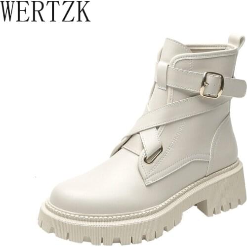 PU Leather Boots Women Autumn Platform Shoes White Black Boots for Woman Casual Women Shoes Ankle Platform Boots Women