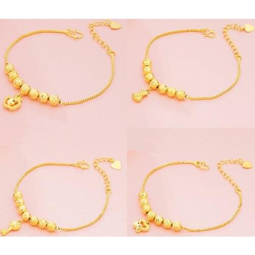 24K Gold Color pendant Anklet Bracelet on The Leg 2020 Fashion Summer Beach Foot Anklets for Women link Chain Indian jewelry