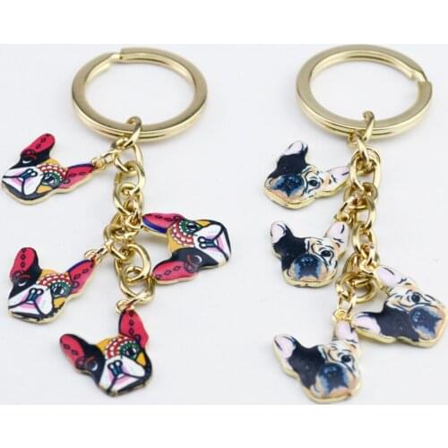 12pcs/lot bulldog key chian key ring dog keychain key holder cute portachiavi chaveiro llaveros mujer bag charm free shipping