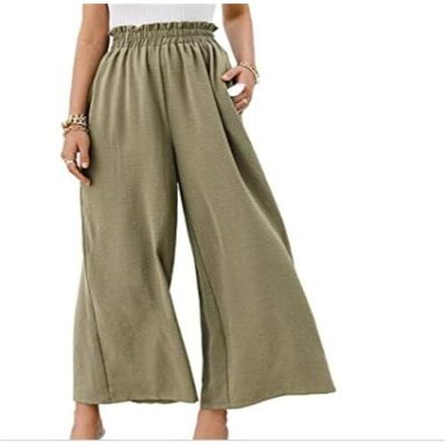 Spring Autumn Wide Leg Pants Cotton Loose Fitting Slim High Waist Beltless Pants Streetwear Women Long Female Bottoms