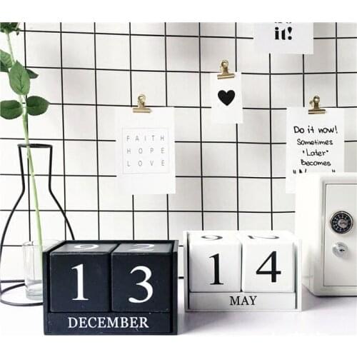 Decorative Furnishing Calendar Wood Desktop Calendar Retro Mediterranean Style Perpetual Calendar Art Crafts Table Stationery