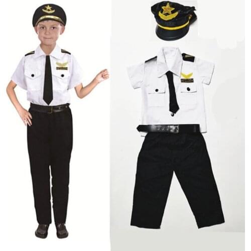 Kids Pilot Costumes Cosplay Boys Flight Airplane Aircraft Air Force Costume Force Children Performance Dress