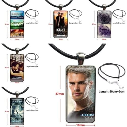 Divergent Series Les Meilleurs For Women Girls Fashion Glass Cabochon Necklace With Women Statement Pendant Rectangle Necklaces