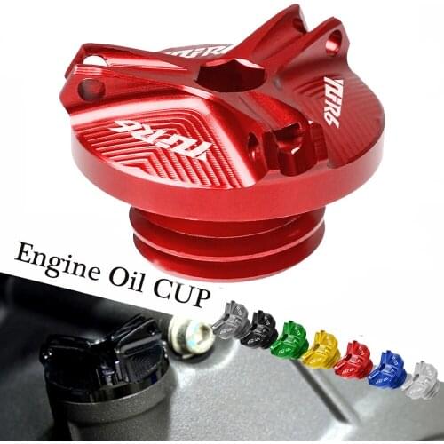 For Yamaha YZFR6 YZF-R6 1999-2016 2015 2014 2013 2012 Motorcycle CNC Engine Oil Filler Cup Plug Cover Cap Screw With YZFR6 Logo