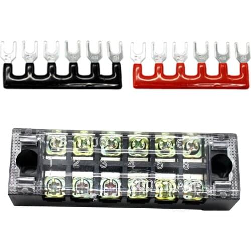 Dual Row 6Positions Screw Barrier Terminal Blocks Strip Connector 600V 15A