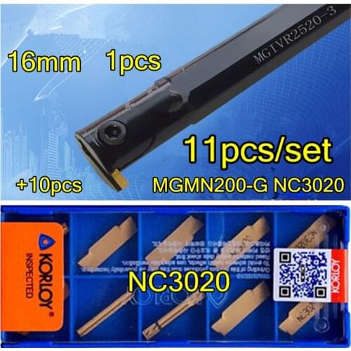 MGIVR2016-2.0 Inner hole slot CNC Turning tool 1pcs + 10pcs MGMN200-G NC3020=11pcs/set Machining steel Free shipping