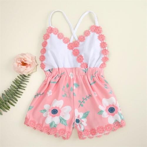 Toddler Kids Baby Girls Rompers Summer Ruffle Floral Romper Backless Suspender Jumpsuit Kids Clothes Girls Sukienka Letnia
