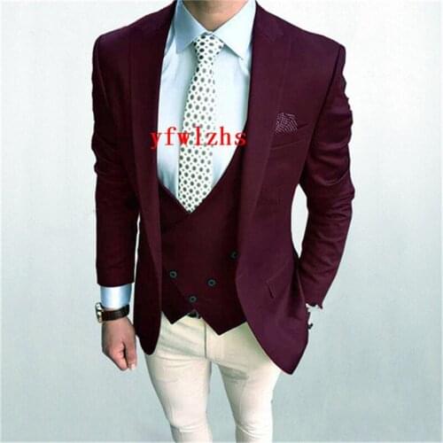 Handsome One Button Groomsmen Peak Lapel Groom Tuxedos Wedding Dress Men Suits Blazer Prom Dinner (Jacket+Pants+Tie+Vest) A900