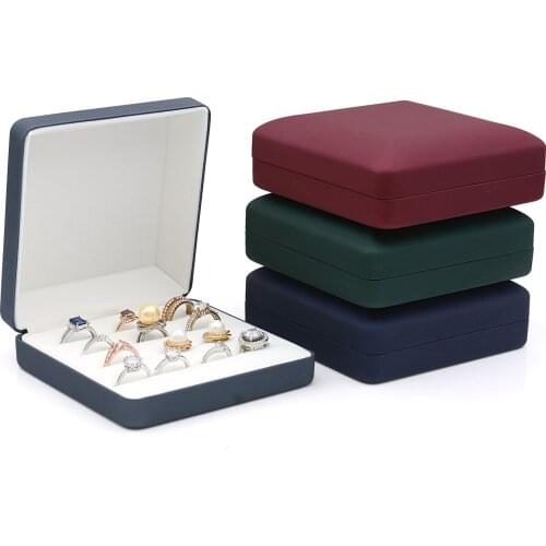 Beautiful Leather Packing Case Wedding Ring Stud Earrings Organizer Holder Women Display Jewelry Accessories Box Packaging Gift