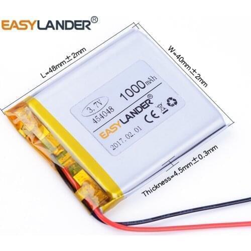 454048 3.7V 1000mAh Rechargeable li Polymer Li-ion For universal instrument navigation GPS MP4 equipment lithium Battery