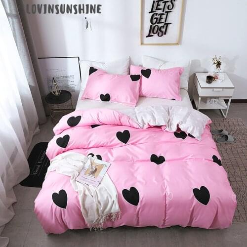 LOVINSUNSHINE Queen Size Duvet Cover Comforter Set King Size Pink Love Printed Bed Set For Girl AB#217
