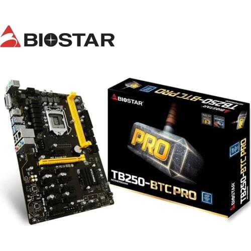 BIOSTAR New 12 PCI-E Mining Motherboard TB250-BTC PRO Support 12Video Card LGA 1151 DDR4 For BTC Miner Machine Bitcoin Mining
