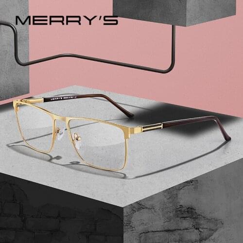 MERRYS Fashion Men Titanium Alloy Optics Glasses Male Square Ultralight Eye Myopia Prescription Eyeglasses S2030