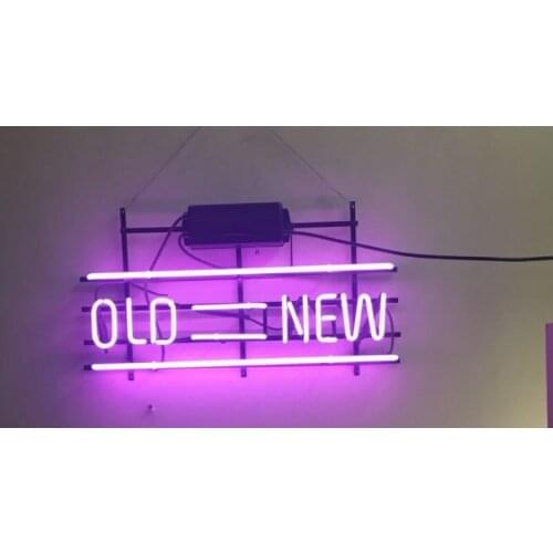 14“x7" Old=New Neon Light Lamp Sign Beer Bar Handmade Real Glass Decorate Home Wall Room Windows Tube Display Artwork
