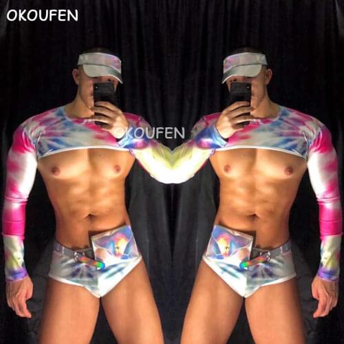 New style nightclub bar male ds costumes Fashion sexy candy party theme costumes stage show singer dancer show wear