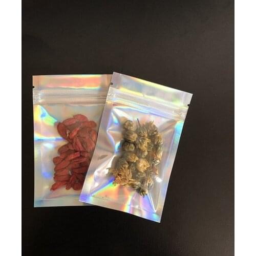 100pcs Resealable Foil Flat Ziplock Bag Small Goods Storage Bag for Party Favor Gift Packaging Holographic Laser Ziplock Bags