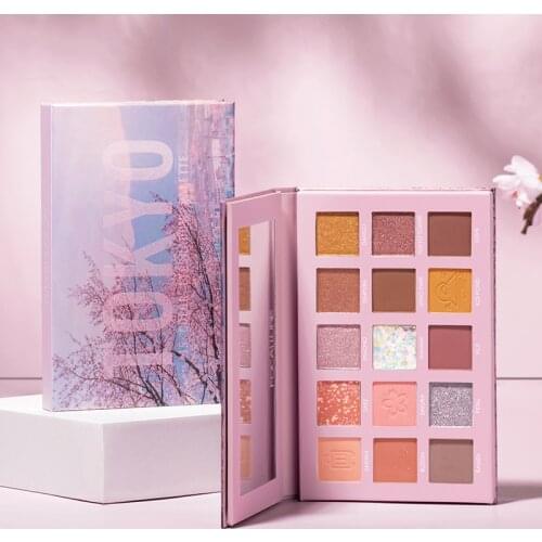 FOCALLURE TOKYO Glitter Eye Shadow Palette Pigmented Powder Pigment Makeup 15 Colors Shades of Palette