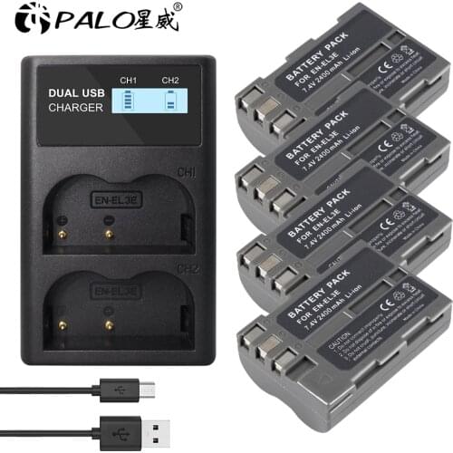 PALO 2400mAh EN-EL3e EN EL3e EL3a ENEL3e Digital Camera battery Charger Kit for Nikon D50 D70 D70S D90 D80 D100 D200 D300 D300S
