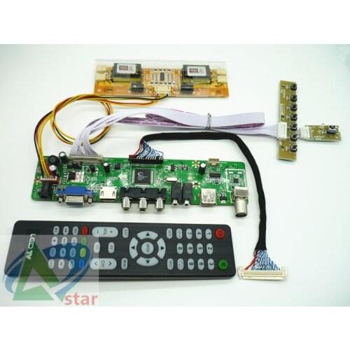 TV+HDMI+VGA+AV+USB+AUDIO TV LCD driver board 20" LTM200KT01 LTM200KP01 1600*900 LCD controller board DIY kits