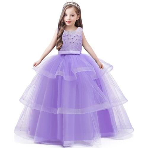 Girls Communion dress Kids Wedding Elegant Flower Embroidery Party Tulle Princess Birthday Dress First Communion Gown for Girls