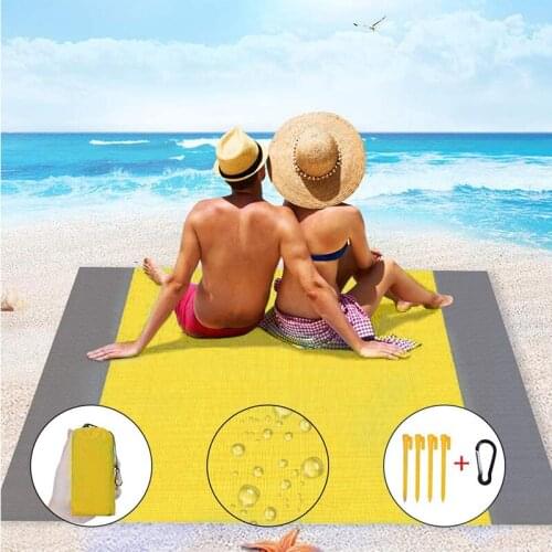 Beach Blanket, Sand Proof Picnic Outdoor Mat Portable Waterproof Soft Fast Drying Nylon Blanket for Travel Camping Hiking