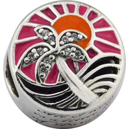 Charms 925 Silver Original Fit Pandora Bracelets Sterling Silver Tropical Sunset Charm Beads for diy Women Jewelry