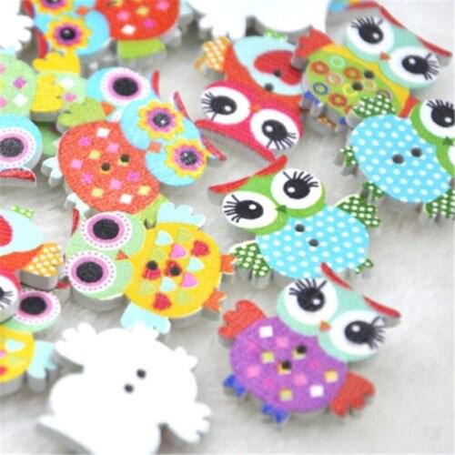 50pc Mix Color Baby Owl Birds Button Carton Baby Sewing Craft WB349