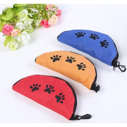Foldable Dog Feeder Cat Oxford Food Bowl Portable Pets Bag Food Chihuahua Waterproof Travel Bowl Paw Print Dogs Lunch Box
