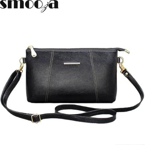 SMOOZA Litchi Pattern PU Leather Shoulder Bag Fashion Handbags Women Crossbody Bags High Quality Women Flap Bag Sling Bag