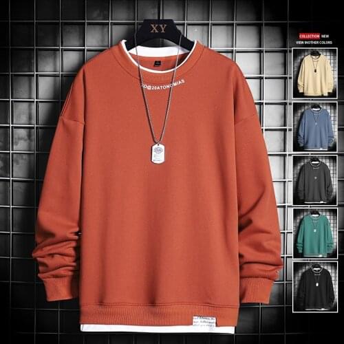 EAEOVNI Solid Color Mens Sweatshirt Autumn Casual Letter Printed Hoodie Hip Hop Streetwear Hoodies New Men Fashion Tops 4XL