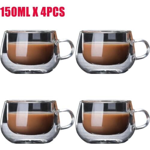 Double Wall Insulated Glasses Espresso Coffee Mug 80/250/350/450 ML Heat-Resistant Transparent Tea Milk Glass Cup Mugs Drinkware