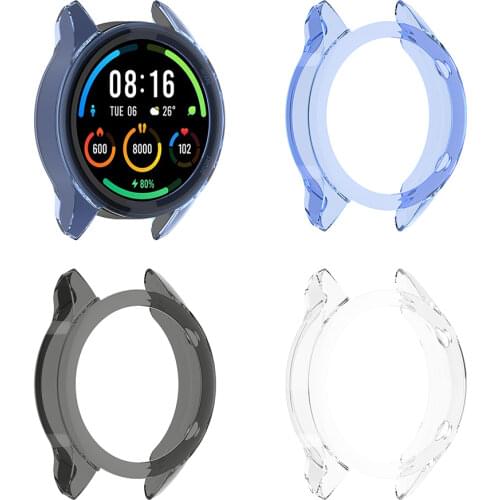 TPU Silicone Smart Watch Cover Transparent Case for Mi Watch Color Sport Bracelet Shockproof Protector Shell Frame