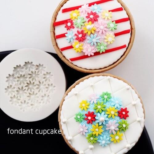Three-dimensional small flower cup cake mold Floral fondant silicone mold handmade soap mold cake decoration mold WMJ-905