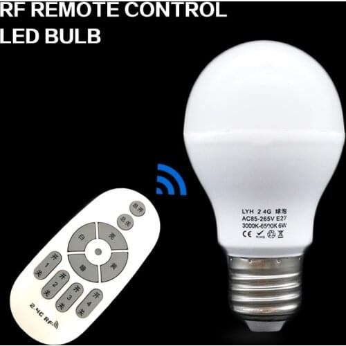 Smart Wireless Remote LED Bulb Stepless Dimming Color Temperature Bulb Wide Voltage 2.4GLED Remote Control Lighting