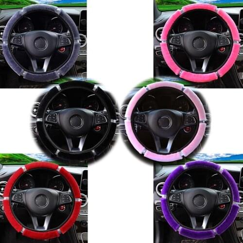 Universal Car Steeling Wheel Cover Plush Bling Diamond Anti Slip Cover Auto Steering Wheel Protector Decoration Car Accessories