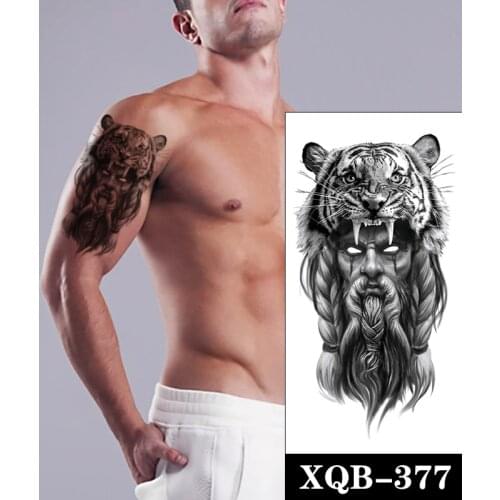 Zeus White Eyes Waterproof Temporary Tattoo Sticker Black Tiger Design Fake Tattoos Flash Tatoos Arm Hand Body Art for Women Men