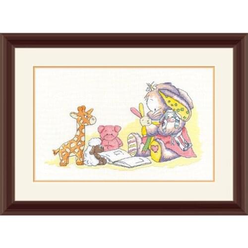 Hand Embroidered Hanging Painting Cross Stitch Kit Precision Printing XT2 Cute Cartoon Bunny and Animal Doll Childrens Bedroom