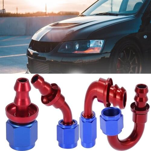X Autohaux AN4 AN6 AN8 AN10 AN12 Straight 0/45/90/180 Degree Push Lock Swivel Hose End Fitting Barb Adaptor 6061 Aluminum Alloy