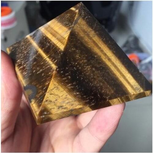 Yellow tiger eye stone gold tower, bigger crystal stone pyramid