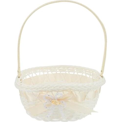 Wicker Flower Basket Handle Picnic Basket Fruit Basket Woven Hand Basket