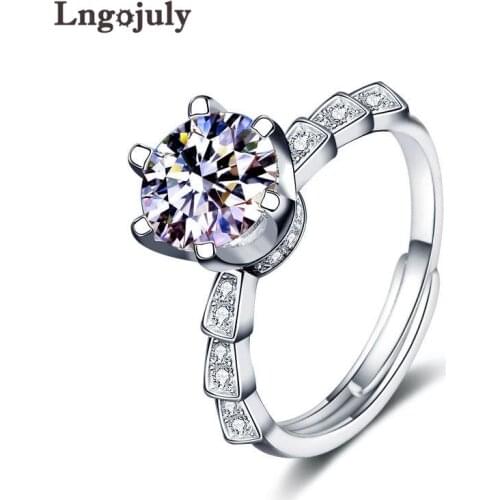 Fine Jewelry 925 Sterling Silver Diamond Jewelry Moissanite Ring Wedding Party Anniversary Ring For Women Silver 925 Jewelry