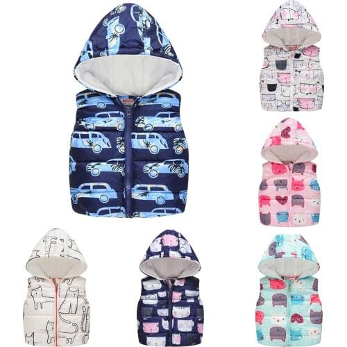 12M-5Y Jacket For Girls Cartoon Pattern Winter Coat Baby Newborn Zipper Windproof Warm Vest Coat Boys Thicken Waistcoat жилет #4