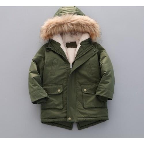 Winter Jacket Children Boys Hooded Warm Windbreaker Casual Baby Boy girls Plus Velvet thick Coats Clothing HPY045