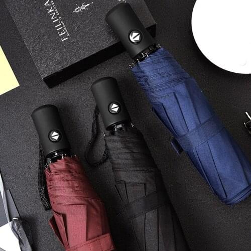 Business automatic parasol umbrella big black golf beach umbrella garden windproof automatic men sombrilla parasol BY50BU