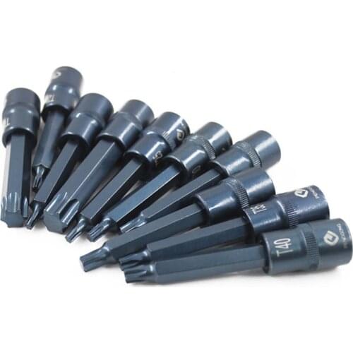 1PC Extra Long 100mm T20 T25 T30 T35 T40 T50 T60 T70 Torx Screwdriver Bits 1/2 Inch Drive For Wrench 6 Point Spline Socket Bit