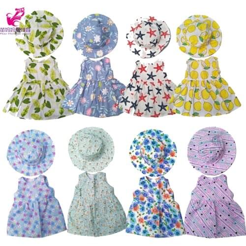 17inch Baby Doll Flower Dress Hat for 18 Inch Girl Doll Toys Dress Doll