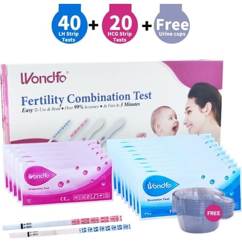Wondfo 40PCS Ovulation+20pcs Pregnancy Urine Test Strip Kits with Urine Cups
