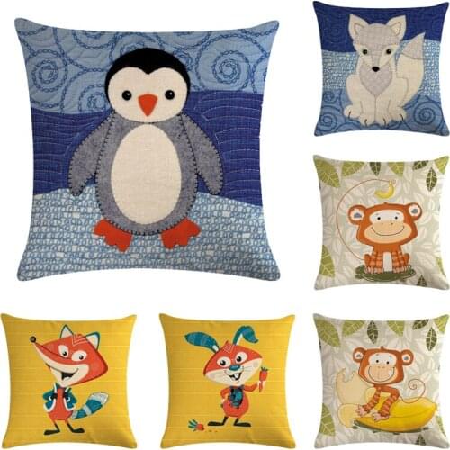 45*45cm Kinds of Animal Pattern Cotton Linen Throw Pillow Cushion Cover Home Decoration Sofa Bed Decor Decorative Pillowcase