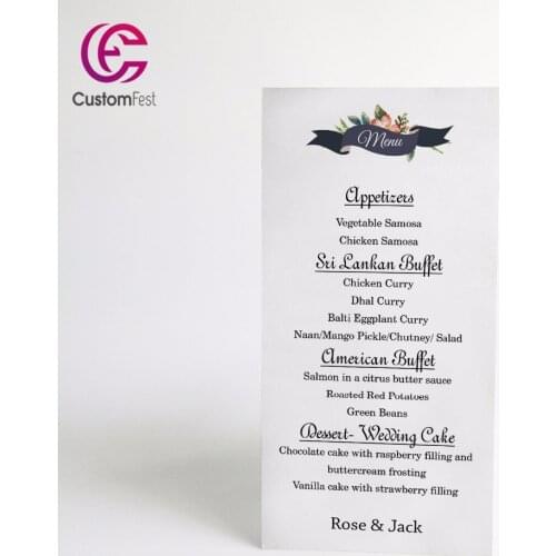 50pcs/lot Personalized menu floral theme whole set available MU001